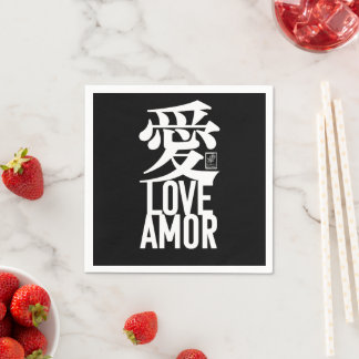 Serviette En Papier Amour. Amor. 愛.
