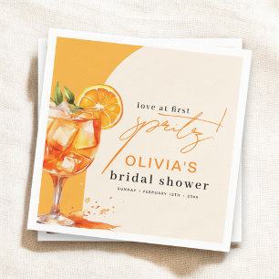 Serviette En Papier Amour au Premier Spritz Fête de Mariage Orange