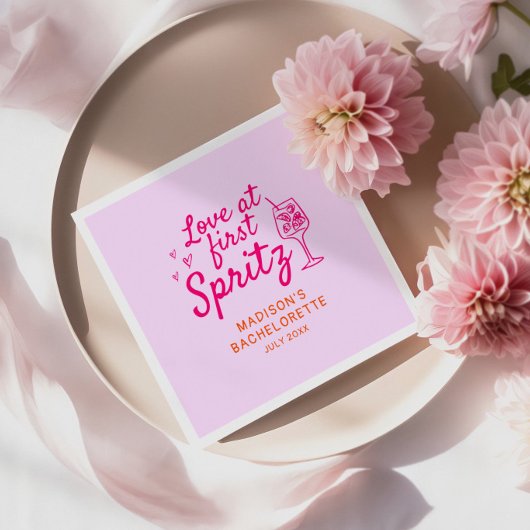 Serviette En Papier Amour Au Premier Spritz Pink Orange Bachelorette