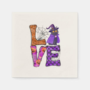 Serviette En Papier Amour - Chat noir sorcière
