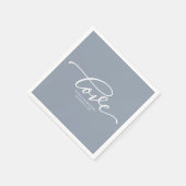 Serviette En Papier Amour - Chic Script Bleu Poussiéreux Mariage (Coin)
