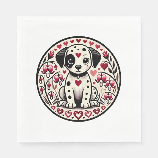 Serviette En Papier Amour dalmate (Devant)