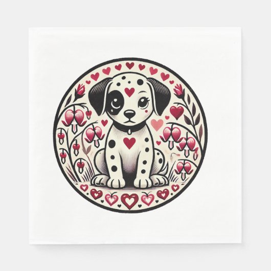 Serviette En Papier Amour dalmate (Devant)