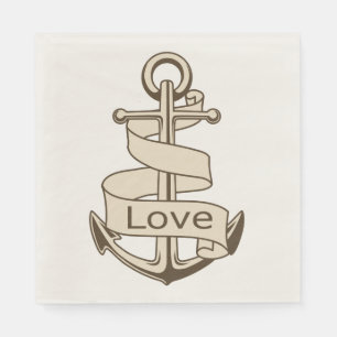 Serviette En Papier Amour d'ancre de bateau nautique vintage