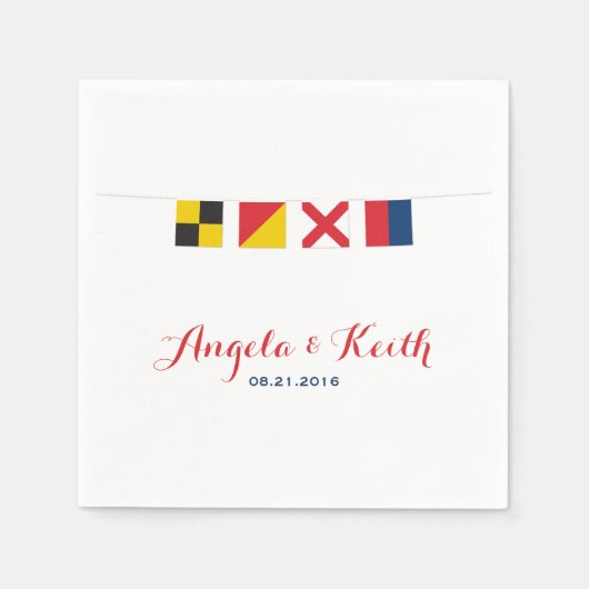 Serviette En Papier AMOUR dans les drapeaux marins colorés (Devant)