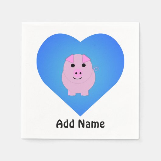 Serviette En Papier Amour de Cochon Mignon (Devant)