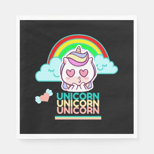 Serviette En Papier Amour de licorne (Devant)