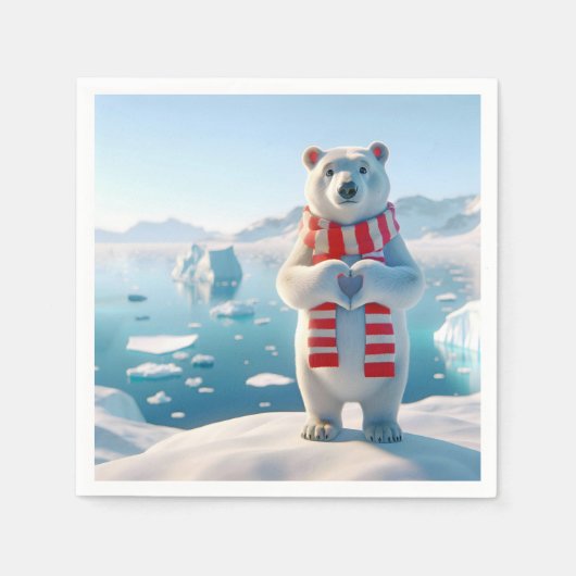 Serviette En Papier Amour de l'ours polaire (Devant)