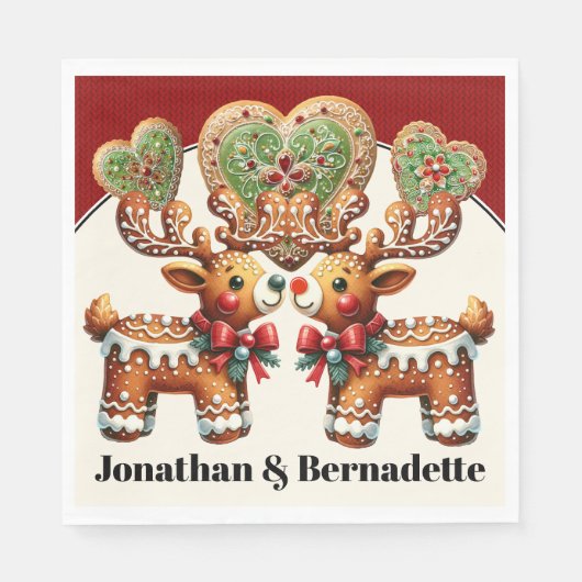 Serviette En Papier Amour de précieux rennes (Devant)