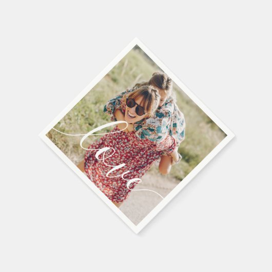 Serviette En Papier Amour de script photo personnalisé (Coin)