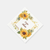Serviette En Papier Amour de tournesol : Serviettes de mariage personn (Coin)