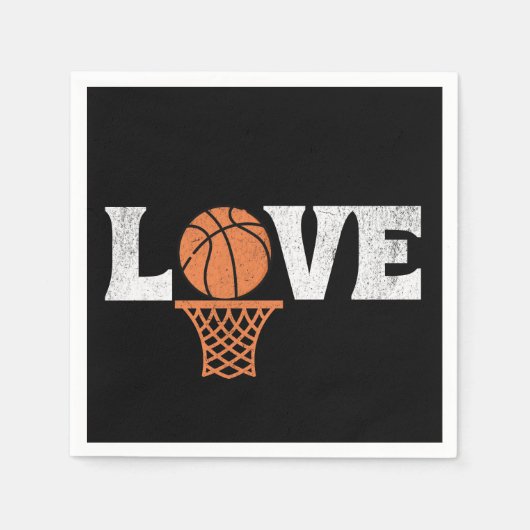 Serviette En Papier Amour du basket-ball (Devant)