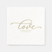 Serviette En Papier Amour - Écriture dorée chic Mariage Nappe minimali (Devant)