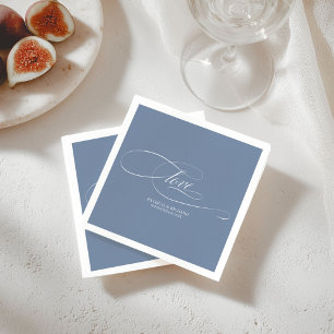 Serviette En Papier Amour - Elegant Dusty Blue Mariage