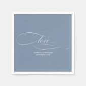 Serviette En Papier Amour - Elegant Dusty Blue Mariage (Devant)