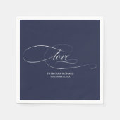 Serviette En Papier Amour - Elégant Mariage bleu marine (Devant)