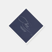 Serviette En Papier Amour - Elégant Mariage bleu marine (Coin)