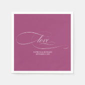 Serviette En Papier Amour - Élégant Mariage de châssis rose (Devant)