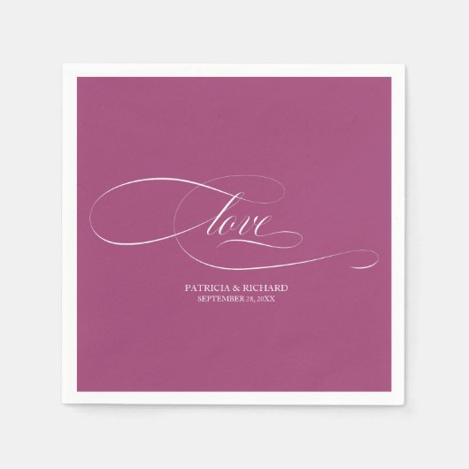 Serviette En Papier Amour - Élégant Mariage de châssis rose (Devant)