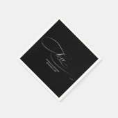 Serviette En Papier Amour - Élégant Mariage noir et blanc (Coin)