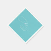 Serviette En Papier Amour - Élégant Mariage Turquoise (Coin)