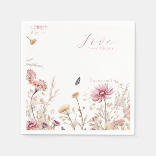 Serviette En Papier Amour en fleur Douche nuptiale (Devant)