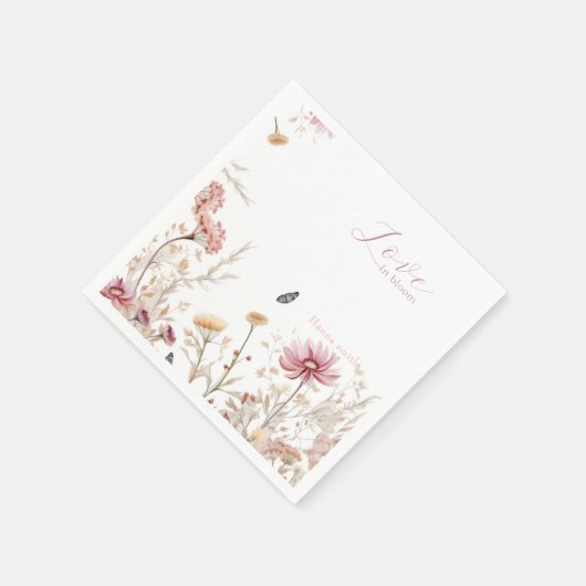 Serviette En Papier Amour en fleur Douche nuptiale (Coin)