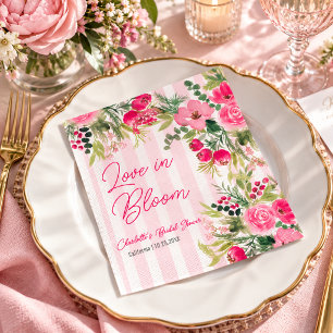 Serviette En Papier Amour en Fleur Rayures Florales Roses Enterrement
