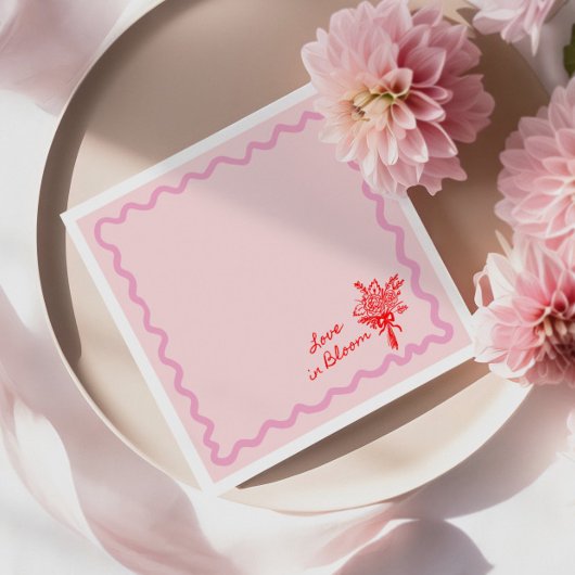 Serviette En Papier Amour en Fleur Rose Rouge Fête de Mariage