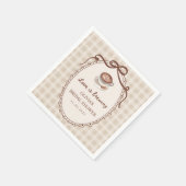Serviette En Papier Amour en Infusion Gingham Café Shower de Mariée (Coin)