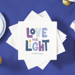 Serviette En Papier "Amour et Lumière" Happy Hanoukka Custom<br><div class="desc">Conception personnalisée à thème Hanoukka.</div>