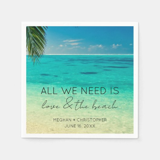 Serviette En Papier Amour et mariage sur la plage (Devant)