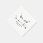 Serviette En Papier amour et merci, aquarelle violet lavande mariage (Coin)