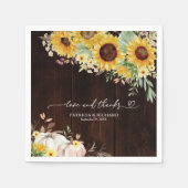 Serviette En Papier Amour Et Merci Mariage Citrouille Sunflower (Devant)
