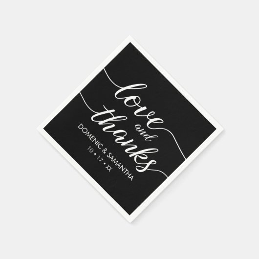Serviette En Papier Amour et Merci - mariage de script élégant (Coin)