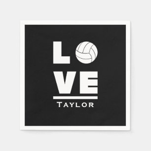 Serviette En Papier Amour Et Vie Volleyball Sport Ventilateur Nom Pers