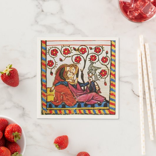 SERVIETTE EN PAPIER AMOUR ÉTERNEL MÉDIÉVAL (En situation)