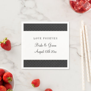 Serviette En Papier Amour éternel noir & blanc polka dot mariage fête