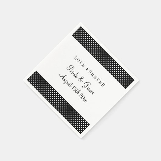 Serviette En Papier Amour éternel noir & blanc polka dot mariage fête (Coin)