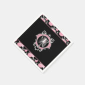 Serviette En Papier Amour gothique | Squelette rose et noir Coeur flor (Coin)