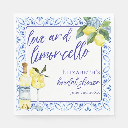 Serviette En Papier Amour Limoncello Mariage Italien Shower manuscrit (Devant)