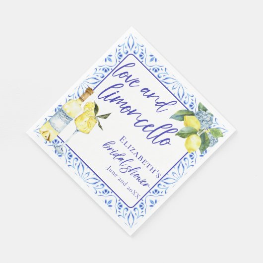Serviette En Papier Amour Limoncello Mariage Italien Shower manuscrit (Coin)