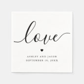 Serviette En Papier Amour. Mariage de script de typographie minimalist (Devant)