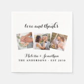 Serviette En Papier Amour & Merci Elegant 3 Photo Bride Mariage de cha (Devant)