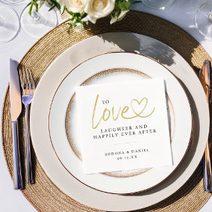 Serviette En Papier Amour Moderne Rire Heureux Mariage Pour Toujours