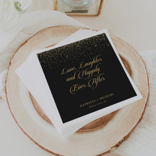 Serviette En Papier Amour Paillettes Dorées Rires et Bonheur Éternel 