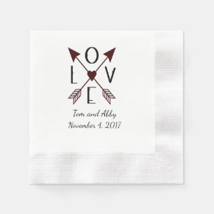 Serviette En Papier Amour personnalisé avec flèches Mariage serviettes