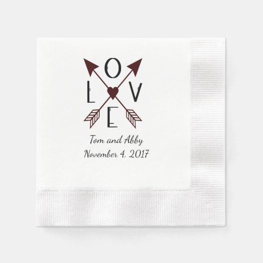 Serviette En Papier Amour personnalisé avec flèches Mariage serviettes (Devant)