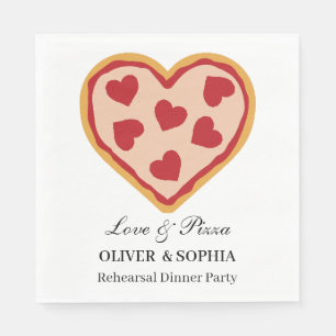 Serviette En Papier Amour & Pizza Dîner de répétition de mariage