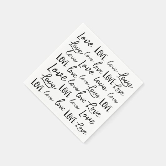 Serviette En Papier Amour - répétition - manuscrit, mariage script (Coin)